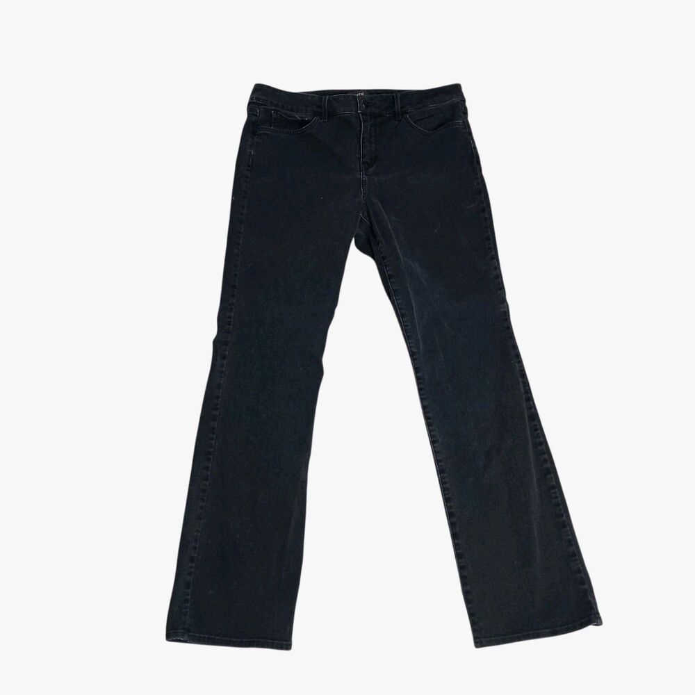 NYDJ  Marilyn Straight Stretch Black Jeans Lift and Tuck Size 12